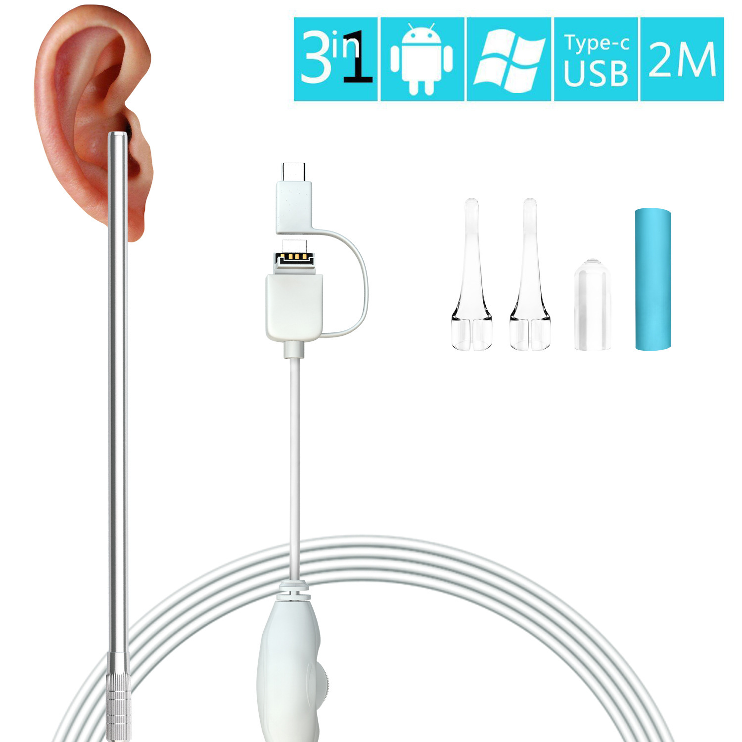 Veterinary Otoscope - 3 in 1 Ear Scope Cleaner